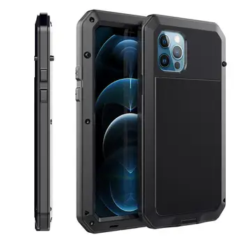 360 Full-Corp Doom Armura IP54 rezistent la apa Caz Pentru iPhone 12 Mini-12 Pro Max Coque Aluminiu Capac de Metal Bara Antișoc Caz