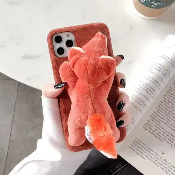 3D Coreea de Animal de Pluș Jucărie piele de Căprioară Telefon Caz Pentru iPhone12 11Pro Xs max 78PLUS 6s XR SE2020 3 fețe de Acoperire Coajă de Protecție Spate