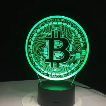 3D Led Lampă Bitcoin Semn de Modelare Lumini de Noapte 7 Colorat Usb Monedă Lampa de Birou Dormitor Copil Somn de Iluminat Decor Cadouri