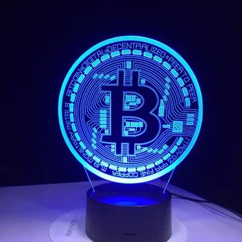 3D Led Lampă Bitcoin Semn de Modelare Lumini de Noapte 7 Colorat Usb Monedă Lampa de Birou Dormitor Copil Somn de Iluminat Decor Cadouri