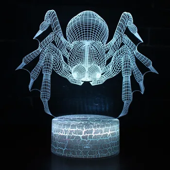 3D LED Lumini de Noapte Spider Pește Porc Balena Broasca 7 Schimbare de Culoare Holograma Atmosfera Noutate Lampa pentru Decor Acasă Iluzie Cadou