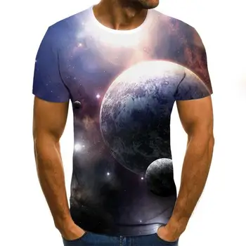 3D T-shirt pentru bărbați model neregulat imprimat cu maneci scurte casual de vara gât T-shirt formă de distracție model de imbracamintea de strada