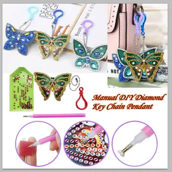 3pcs DIY Speciale în Formă de Burghiu Plin de Fluture Diamant Pictura Breloc Kituri de Rasina Femei Geanta Bijuterii Handmake Cadouri