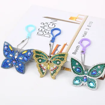 3pcs DIY Speciale în Formă de Burghiu Plin de Fluture Diamant Pictura Breloc Kituri de Rasina Femei Geanta Bijuterii Handmake Cadouri