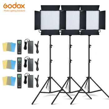 3PCS Godox LED1000W 5600K Lumina LED-uri Kit cu 3 BUC 2.8 m Light Stand Video Continuă Kit de Lumina pentru Copii Video