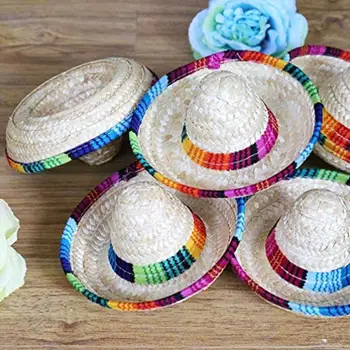 3pcs Pălărie de Paie Mini Sombrero Meserii Bijuterii Carnaval Petrecere de Ziua de nastere Decoratiuni Mini Mexican Hat Mascarada Decor