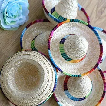 3pcs Pălărie de Paie Mini Sombrero Meserii Bijuterii Carnaval Petrecere de Ziua de nastere Decoratiuni Mini Mexican Hat Mascarada Decor