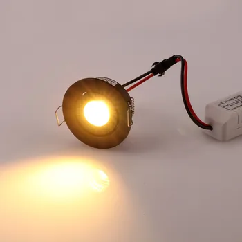 3W LED Mini COB Downlight LED Estompat Plafon Încastrat Lumini la fața Locului se Taie Gaura 42mm Negru pentru Baie/Cabinet/Bucatarie de Lumină
