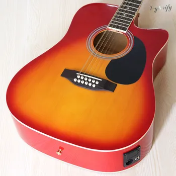 41 inch culoare cires 12 string electric-chitara acustica cu EQ funcția tuner finisaj lucios folk chitara cu mici defecte