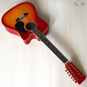 41 inch culoare cires 12 string electric-chitara acustica cu EQ funcția tuner finisaj lucios folk chitara cu mici defecte