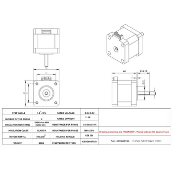 42mm Motor pas cu pas pentru Imprimantă 3D CNC Computerized Numerical Control 17HS4401 --M25