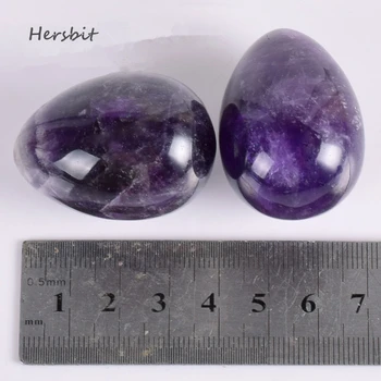 45*30mm Violet Ametist Ou & Bază de Lemn Undrill Piatra Naturala Cristal Mineral decor Acasă accesoriu Kegel Masaj Yoni Ou