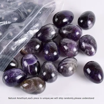 45*30mm Violet Ametist Ou & Bază de Lemn Undrill Piatra Naturala Cristal Mineral decor Acasă accesoriu Kegel Masaj Yoni Ou