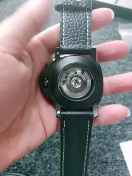 47mm personalizat privat bărbați ceas, sticlă de safir de stocare data din piele curea negru pescăruș automate mecanice