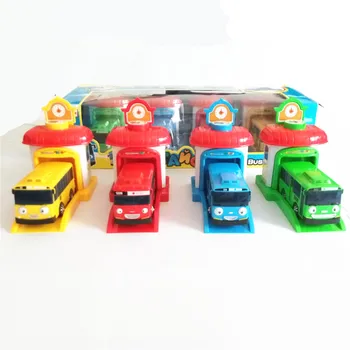 4buc coreea de Desene animate Tayo Garaj Oyuncak parcare Model mini din Plastic albastru Tayo Autobuz pentru Copii Brinquedo Masina cadou