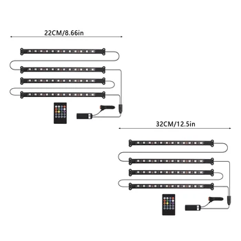 4buc Muzica de Masina de Control Decorative Lampa USB cu Led Bandă 12V 5V RGB 5050 SMD Interior Impermeabil Atmosfera lampa Cu Telecomanda