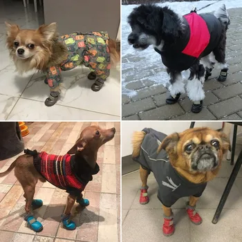 4buc/set de Iarna foarte Cald Câine de Companie Pantofi Impermeabil Câine Cizme de Bumbac Super-fibre de Piele Anti-Alunecare, Șosete pentru Câini Produse pentru animale de Companie