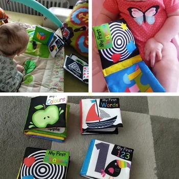 4BUC/Set Infant Pânză de Carte Copilul Prima Lectură Jucărie Forma de/Numărul/Culoare/Cuvânt Cognize Începutul Activității de Învățare a Cărți Jucării Educative