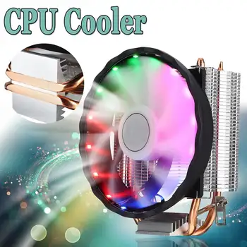 4pin CPU Cooler 2 Heatpipes de Cupru Liniște LED RGB Cooler Ventilator de Răcire Radiator Radiator pentru Intel Socket LGA 1156/1155/775 pentru AMD