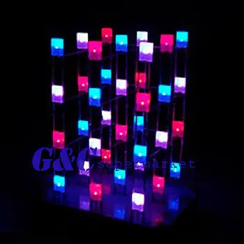 4X4X4 Lumina Cube Kit scut LED DIY suite Kit Rosu Albastru
