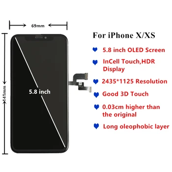 5.8 inch Nou AAAA+ pentru iPhone X Xs LCD Display Ecran + Touch Digitizer Înlocuirea Ansamblului cu Adevărat tone X Xs Max OLED
