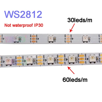 50m 10lots WS2812B Inteligent pixel led strip lumină 5m/rola;DC5V 30/60 pixeli/led-uri/m;WS2812 IC;IP30/IP65/IP67,Negru/Alb PCB