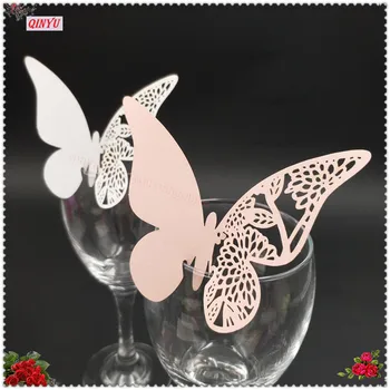 50PCS Cupa de Sticla Decoratiuni de Hârtie Fluture în Formă de Tăiat cu Laser Plasat Numele Mark Festival Carduri & Event Decor 7ZSH860-50