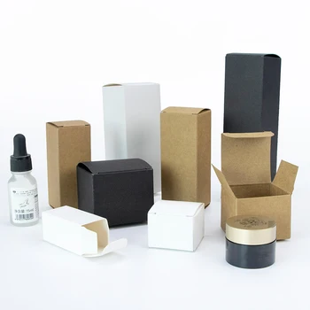 50pcs/cutie de ambalare ambalare produse cosmetice cadou cutie ulei esential de sticla Kraft cutie de carton alb negru cutie card disponibile în dimensiuni personalizate