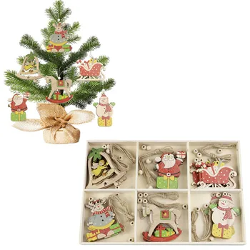 50pcs de Anul Nou din Lemn Natural Pomul de Craciun Ornament din Lemn Agățat Pandantive Zăpadă Cadouri Elan de Crăciun Decora adornos de navidad