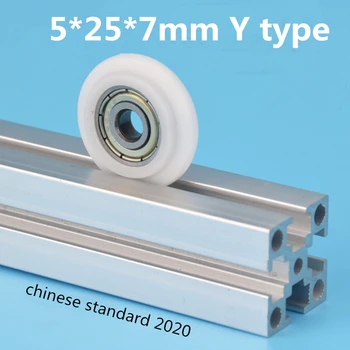 5pcs 5*25*7mm Y tip convex nailon fulia de plastic, rulmenți pentru imprimantă 3D standard 2020 profil de Aluminiu învelite roți de cauciuc