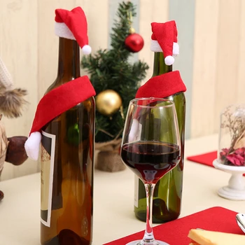 5Set Crăciun Pălărie Eșarfă Sticlă de Vin Roșu Decor Decoratiuni de Craciun Pentru Casa Festiv Consumabile Partid Masa Decor de Anul Nou