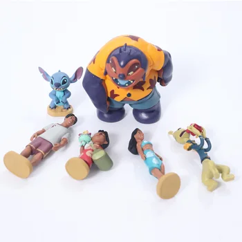 6 buc/set Disney Pixar Lilo & Stitch Cusatura Albastru Figurine Anime Model Decor în Picioare Jucarii Pentru Copii Cadouri