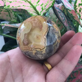 60-70mmNatural galben crazy lace agate de cristal de vindecare bijuterii rotund real agate sfera minge ridicata Acasă Decorare cadouri