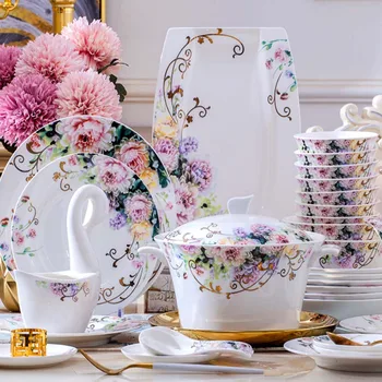60 de Șefi set de Vase simple de acasă Europene jingdezhen ceramică Chineză castron placa combinație farfurii seturi