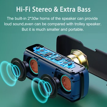 60W Puternic fără Fir Bluetooth Boxe Portabile TWS 5.0 IPX7 rezistent la apă 15H Timp de Joc Suplimentar Bass Subwoofer TF, AUX Boxe