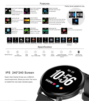 696 V11 Ceas Inteligent tensiunea de Vibrații Prognoza Meteo Smartwatch Bărbați Femei Activitate de Fitness Brățară pentru Android IOS