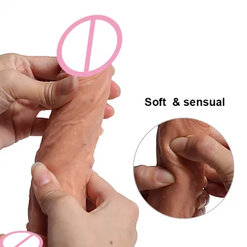 7/8 Inch Imens Vibrator Realist din Silicon pentru Penis Dong cu ventuza pentru Femei Masturbare Lesbain Jucărie Sexuală