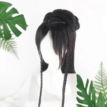 80cm Chineză Tradițională Hanfu Păr Cosplay Pentru Femei Hanfu Frizură Amuzant Menajera Cosplay Printesa articole pentru acoperirea capului Fotografie de Epocă