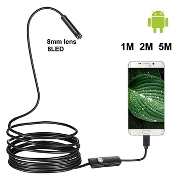 8MM 6LED 2IN1 Android Endoscop Micro USB Endoscop IP67 rezistent la apa, Camera de Inspecție Video Cam pentru Andriod Telefon și PC 2M