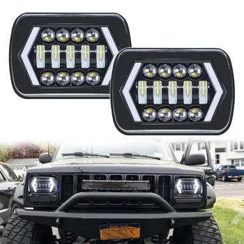 90W 7X6 5X7 LED-uri Faruri Săgeți Albe DRL Amber de Semnalizare Pentru Jeep Wrangler YJ, Cherokee XJ Camioane H4 LED Faruri Pătrate