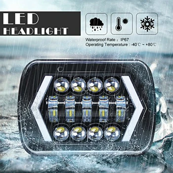 90W 7X6 5X7 LED-uri Faruri Săgeți Albe DRL Amber de Semnalizare Pentru Jeep Wrangler YJ, Cherokee XJ Camioane H4 LED Faruri Pătrate