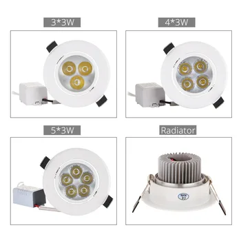 9W 12W 15W LED Downlight Estompat Warm White, Natura Alb, Alb Pur Încastrat Lampa LED Lumina fața Locului AC85-265V