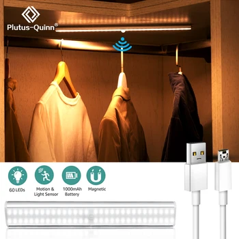 A CONDUS Mișcare Senzor de lumină de Noapte 24/40/60leds USB Reîncărcabilă Inducție lampa de Noapte Pentru dulap Dulap Dulap Scări Bucătărie lampa