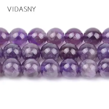 AA Violet Ametist, Cristale, Margele Piatra Naturala vs Liber Margele Spacer Pentru a Face Bijuterii Diy Brățară Colier 4mm-12mm 15