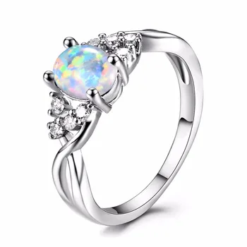 AAA Cristal Femei Argint Inele 3 Culori Oval Opal Inele anillos Pentru Femei Bijuterii de Argint
