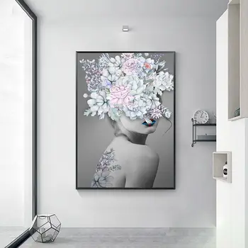 Abstract Floral Frumusete De Femeie De Perete De Arta Canvas Tablou Poster De Arta Pop Perete Camera De Zi Dormitor Nordic Decor Acasă