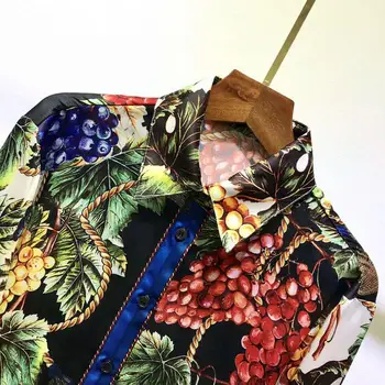 AELESEEN de Înaltă Calitate DIAGONAL Cămăși de MĂTASE 2021 Primăvară de Moda Pistei de Struguri Floare de Imprimare de Birou Doamnelor Petrecere Bluza Eleganta