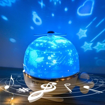 Aeronave Cer Înstelat de Noapte Lumina de Planeta cu Muzica Magic Proiector, Lampă cu LED-uri Colorate Roti Intermitent Lumini Stele
