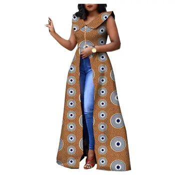 African rochii maxi pentru femei AFRIPRIDE adaptate ankara imprimare fără mâneci etaj lungime femei casual rochie de bumbac A1825088
