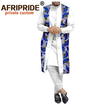 Africane Tradiționale de Îmbrăcăminte pentru Bărbați Imprimare Straturi Dashiki Tricouri și Pantaloni Ankara 3 Piece Set Tribal Haine Plus Dimensiunea A2016034